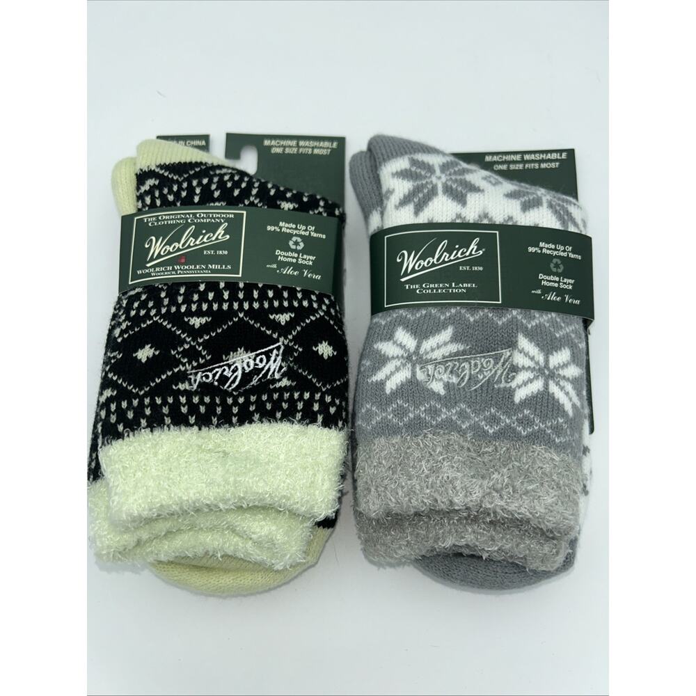 2 Pairs Woolrich Womens's Double Layer Home Socks with Aloe Vera New! NWT